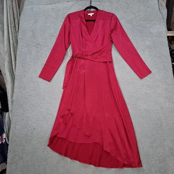 Equipment Adisa pink satin asymmetrical wrap style dress 0 Feminine Office - Picture 3 of 10